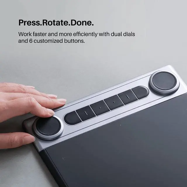 Alt view image 2 of 7 - HUION Inspiroy Dial 2 Bluetooth Wireless Graphics Drawing Tablet with Dual Dials Battery-Free Stylus PW517 for Digital Art and Graphics Design, Compatible with Mac, Windows, Linux, Android