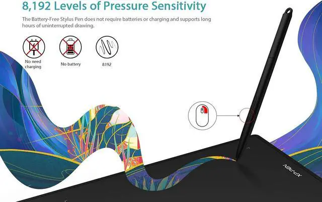 Alt view image 5 of 7 - XPPen Star G960S Graphics Drawing Tablet 9 x 6 inch with 8192 Levels Pressure Sensitivity Tilt Support Passive Pen 4 Shortcut Keys, Compatible with Windows, Mac, Android and Chrome OS