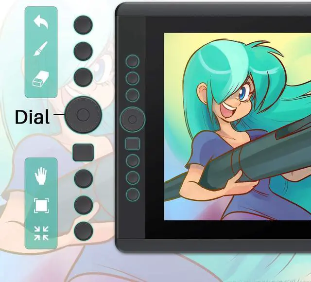 Alt view image 4 of 7 - Artisul D16 15.6 Inch Drawing Tablet with Screen IPS Graphics Drawing Monitor Full Laminated Pen Display Battery-Free Stylus 8192 Levels Pressure Sensitive 7 Shortcut Keys A Dial for Windows, Mac