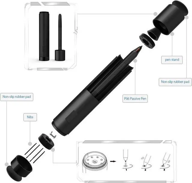 Alt view image 6 of 7 - Drawing Tablet XP-PEN Deco 02 Pen Tablet with P06 Passive Pen 10 x 5.63 Inch Working Area Graphic Tablet