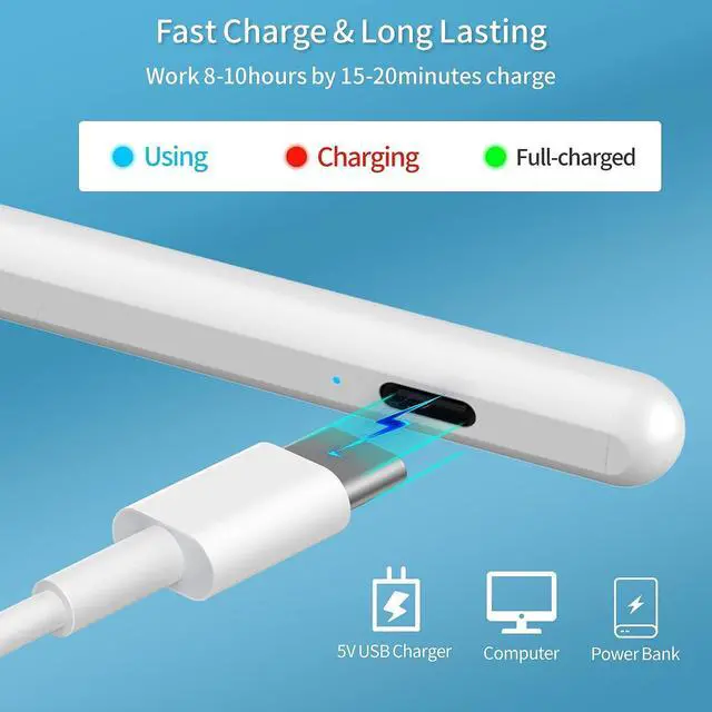 Alt view image 6 of 6 - Stylus Pen for iPad 9th&10th Generation - 5X Fast Charge Digital Pen - Compatible with 2018-2023, Apple iPad Pro 11/12.9 Inch,iPad 6-10 Gen,iPad Mini 5-6 Gen,iPad Air 3-5 Gen-White