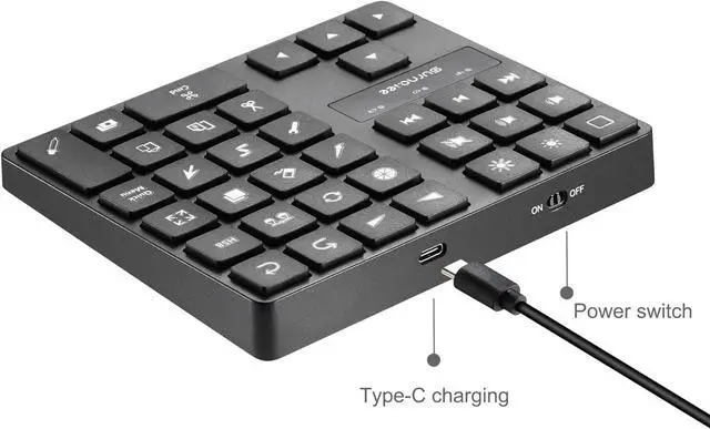 Alt view image 3 of 5 - SurnQiee Bluetooth Keypad for iPad Procreate, Wireless Rechargeable Keyboard for Procreate, and Drawing Shortcuts for iPad and Graphic Tablets (Black)