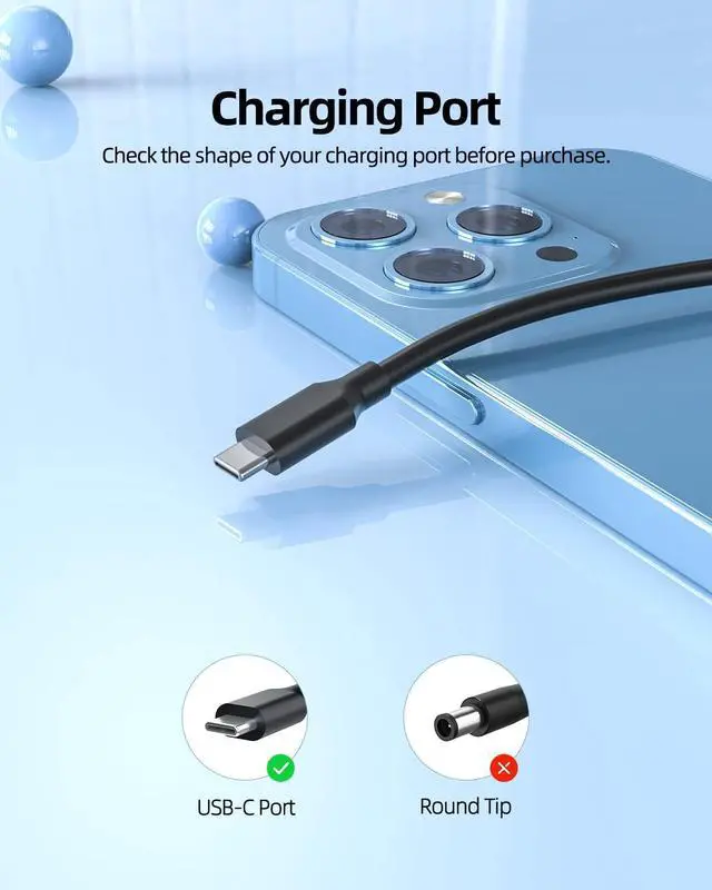 Alt view image 3 of 7 - 135W 100W USB C AC Charger Fit for Lenovo ThinkPad P14s P16s T16 L14 L15 Z16, ThinkBook 13x 14 14p 16 G2 G3 G4+ G6 G7 Laptop, Charging Indicator, UL Safety Certified
