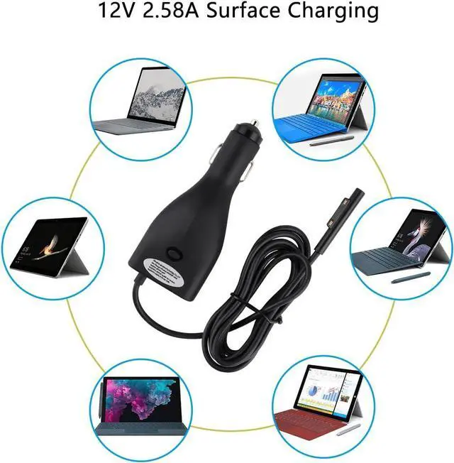 Alt view image 5 of 7 - Surface Car Charger, 42W 12V 2.58A Power Supply for Microsoft Surface Pro 3/Pro 4/Pro 5/Pro 6, Surface Book, Surface Go, Surface Laptop with 5V 2.1A USB Charging Port (5Ft Cord)
