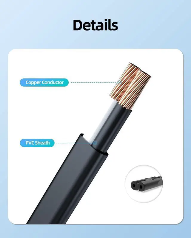 Alt view image 4 of 7 - AC Charger Cable Fit for Universal 2 Prong Power Cord (See The Detail Page for More Information)