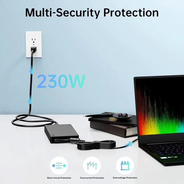 Alt view image 4 of 7 - 230W Power Supply Fit for Lenovo Legion 5 Charger ADL230SCC3A ADL230SDC3A P73 P71 P15 T15g P17 Thinkpad Mobile Workstation Slim 230W AC Adapter Slim-Tip