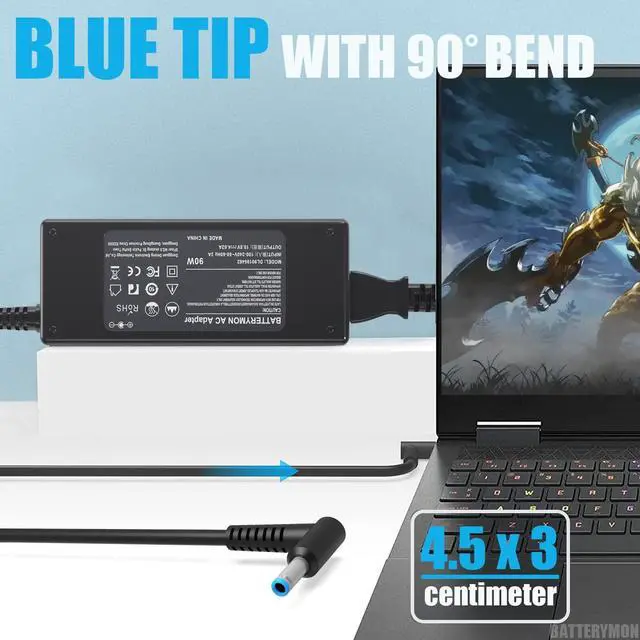 Alt view image 4 of 7 - 90W 19.5V 4.62A Laptop Charger Power Adapter for HP 741727-001 710413-001 710414-001 709986-003 740015-001 854117-850 PPP009C, Envy TouchSmart M6 M7 15-j 17-j 17t, EliteBook Folio 1040 G1 G2 PC