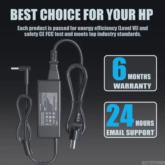 Alt view image 7 of 7 - 90W 19.5V 4.62A Laptop Charger Power Adapter for HP 741727-001 710413-001 710414-001 709986-003 740015-001 854117-850 PPP009C, Envy TouchSmart M6 M7 15-j 17-j 17t, EliteBook Folio 1040 G1 G2 PC