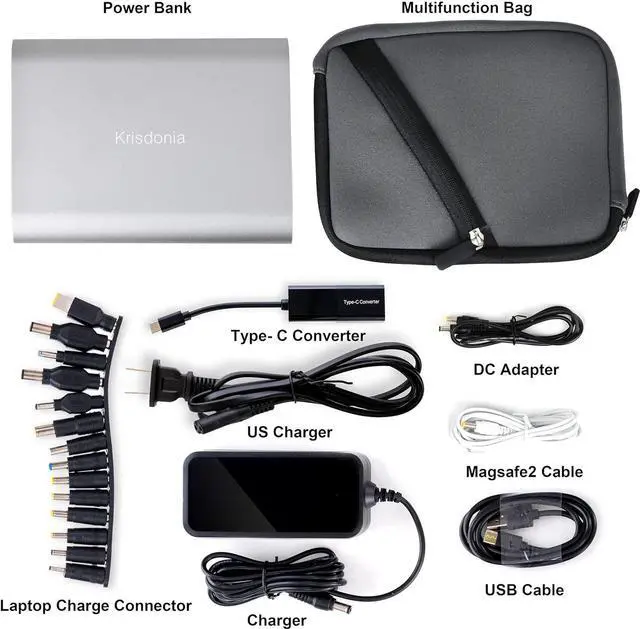 Alt view image 4 of 7 - 50000mAh Laptop Power Bank 5/9/12/16/19/20V Portable Laptop Battery Charger with QC3.0 USB-A Port & 12V Type-C Port for Laptop, Tablet, Smartphone and More Devices