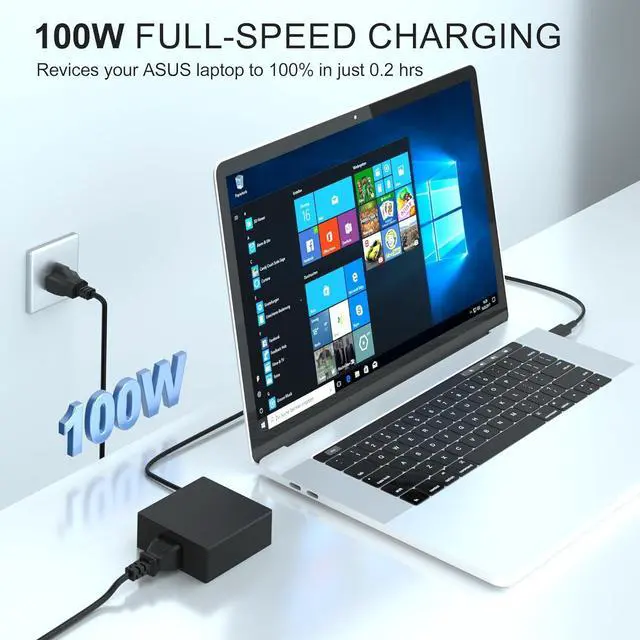 Alt view image 5 of 7 - 100W USB-C Laptop Charger for Asus - Fit for ASUS ROG A20-100P1A, Flow Z13 X13, 100W PD Fast Charging for Asus ROG Flow Acer HP Lenovo ThinkPad MacBook Type C Adapter, Fit for 90W 65W 45W 27W 15W
