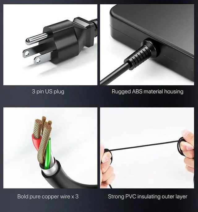 Alt view image 5 of 6 - 240W AC Charger Compatible with Dell G3 G5 G7 G15 Series Gaming Laptop - (Compatible with Dell All 240W 180W AC Adapter GA240PE1-00 Power Supply)