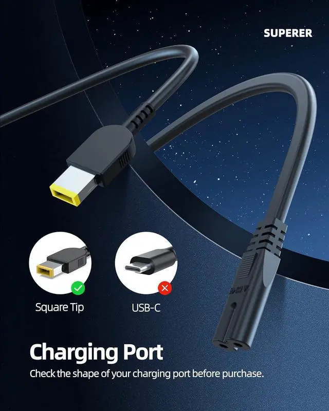 Alt view image 3 of 7 - 65W 45W Slim Tip Charger Fit for Lenovo ADLX45DLC2A ADLX65NCC3A ADLX65NLC3A ADLX45NCC3A ADLX45NDC3A ADLX45NCC2A ADLX45DLC3A ADLX65YCC3A ADLX65NCC2A ADLX45NLC3A Model Laptop