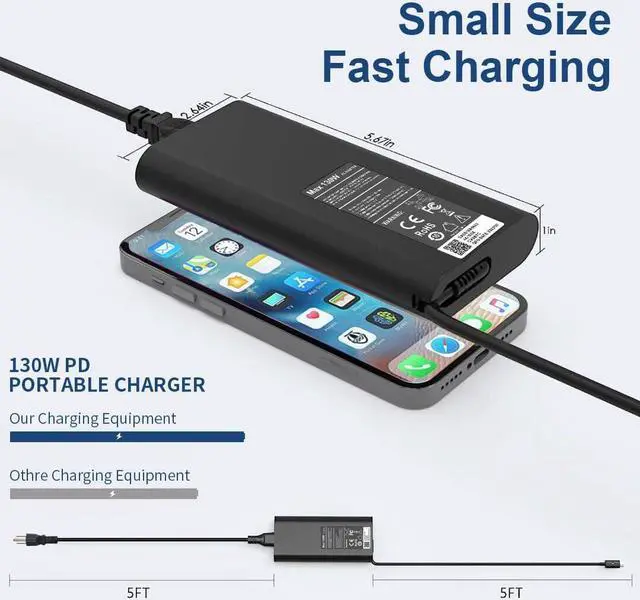 Alt view image 3 of 7 - Ftenlyen Replacement for Dell 130W Laptop Charger USB C Type C AC Adapter for Dell XPS 15 9500 9530 9700 9520 9575 7590 Precision 5570 5550 5750 5760 3560 Latitude 7210 7310 7410 9410 9510 5420 5520