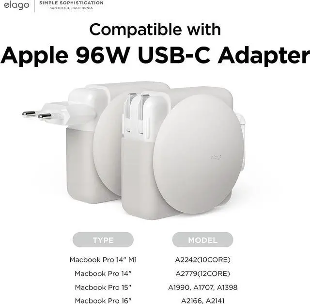 Alt view image 2 of 7 - elago Charger Cable Management Case Compatible with 2021 MacBook Pro 14" M1 Pro 10-core, M1 Max, Pro 16 inch with Touch Bar 2019, Pro 15 inch 2012-2018 (Stone)