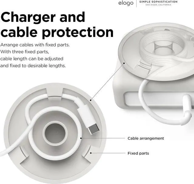 Alt view image 4 of 7 - elago Charger Cable Management Case Compatible with 2021 MacBook Pro 14" M1 Pro 10-core, M1 Max, Pro 16 inch with Touch Bar 2019, Pro 15 inch 2012-2018 (Stone)