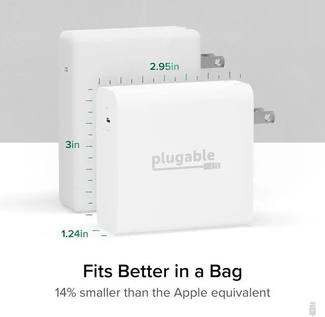 Alt view image 7 of 7 - Plugable 140W USB C Charger, GaN Wall Charger for Laptop, PD 3.1 (EPR) Power Adapter, Compatible with MacBook Pro, MacBook Air iPad Pro, Surface and USB-C Devices