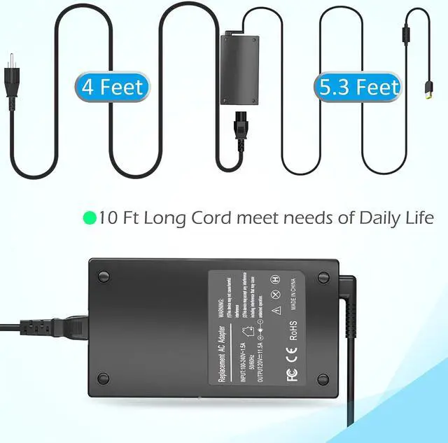 Alt view image 6 of 7 - 230W 170W Laptop Charger Replacement for Lenovo Legion 5 7 Y545 Y540 Y530 Y520 Y740 Y730 Y720,IdeaPad gaming 3 15iah7,Thinkpad P53 P52 P51 P50 P73 P72 P71 P70 P15 P17 T15G AC Adapter Power Supply Cord
