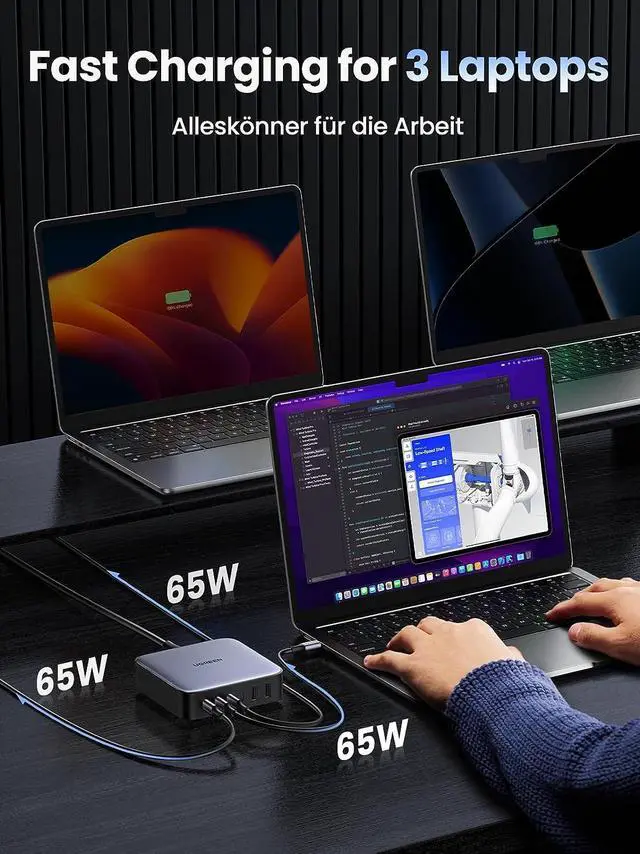 Alt view image 4 of 7 - UGREEN 200W USB C Charger, Nexode 6 Ports GaN Desktop Charging Station Compatible with MacBook Pro/Air M1 M2, iPad Pro/Air, iPhone 14 Pro Max/13, Galaxy S23 Ultra, Steam Deck, Dell XPS