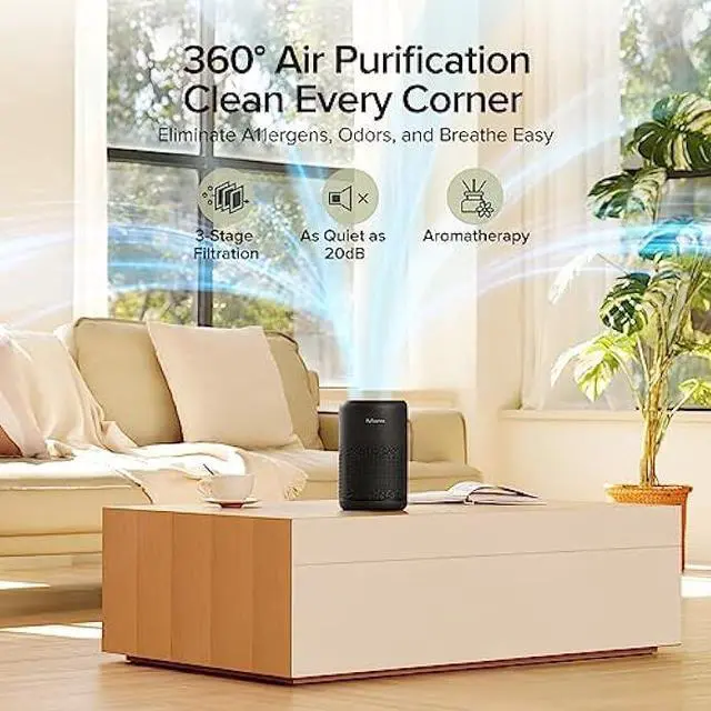 Alt view image 2 of 6 - Air Purifiers for Bedroom, HEPA Air Purifiers, Air Cleaner for Smoke A11ergies Dander Hair Odor, Portable Air Purifier with Fragrance Sponge Sleep Mode Speed Control - AC300 Black