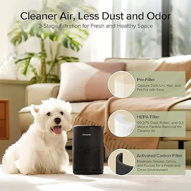 Alt view image 3 of 6 - Air Purifiers for Bedroom, HEPA Air Purifiers, Air Cleaner for Smoke A11ergies Dander Hair Odor, Portable Air Purifier with Fragrance Sponge Sleep Mode Speed Control - AC300 Black