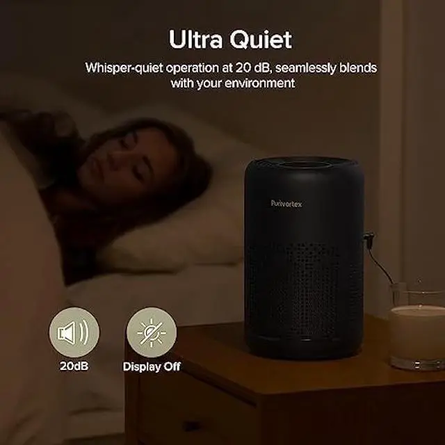Alt view image 5 of 6 - Air Purifiers for Bedroom, HEPA Air Purifiers, Air Cleaner for Smoke A11ergies Dander Hair Odor, Portable Air Purifier with Fragrance Sponge Sleep Mode Speed Control - AC300 Black