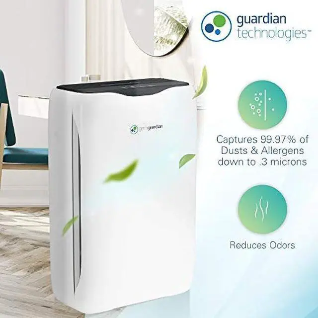 Alt view image 2 of 6 - germguardian Germ Guardian True Hepa Filter Air Purifier for Home,Office,Bedrooms,Filters Allergies,Pollen,Smoke,Dust,Pet dander,Mold,& Odors,Deodorizer with Ionizer,Quiet 3-in-1 AC5600WDLX
