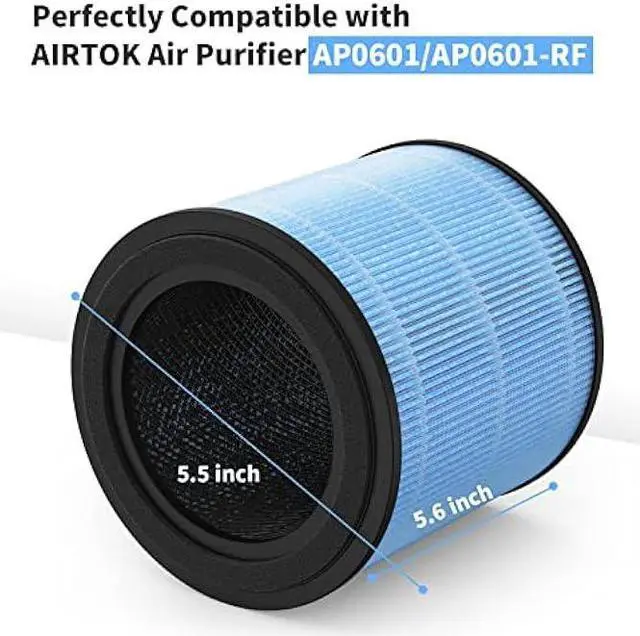 Alt view image 2 of 7 - Breabetter AP0601 True HEPA Replacement Filter Compatible with AIRTOK AP0601 Air Purifier, Part # AP0601-RF, 4-Stage H13 True HEPA Filters4-Pack