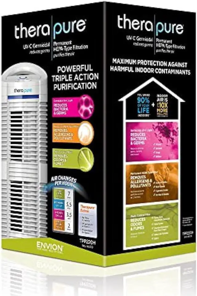 Alt view image 5 of 5 - ENVION Therapure TPP220H Triple Action Purifier with 3 Fan Speeds and Built In Handle for Small Spaces up to 210 Square Feet, White