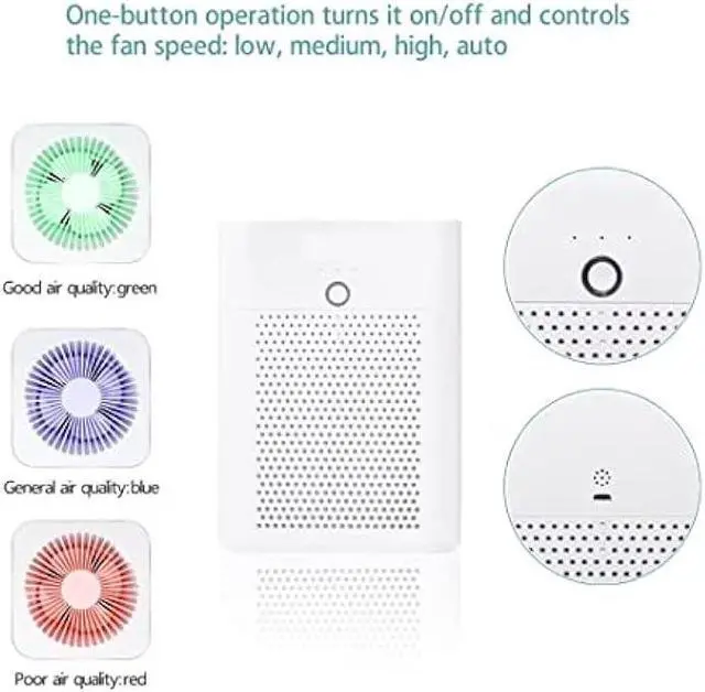 Alt view image 3 of 6 - Air Purifiers for Home Bedroom, 3-in-1 Indoor USB Desktop Air Cleaner 3 Stage Filtration