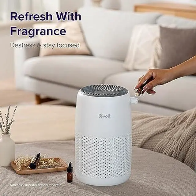 Alt view image 3 of 6 - LEVOIT Air Purifiers for Bedroom Home, HEPA Filter Cleaner with Fragrance Sponge for Better Sleep, Filters Smoke, Allergies, Pet Dander, Odor, Dust, Office, Desktop, Portable, Core Mini, White