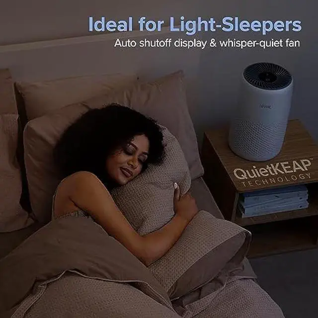 Alt view image 4 of 6 - LEVOIT Air Purifiers for Bedroom Home, HEPA Filter Cleaner with Fragrance Sponge for Better Sleep, Filters Smoke, Allergies, Pet Dander, Odor, Dust, Office, Desktop, Portable, Core Mini, White