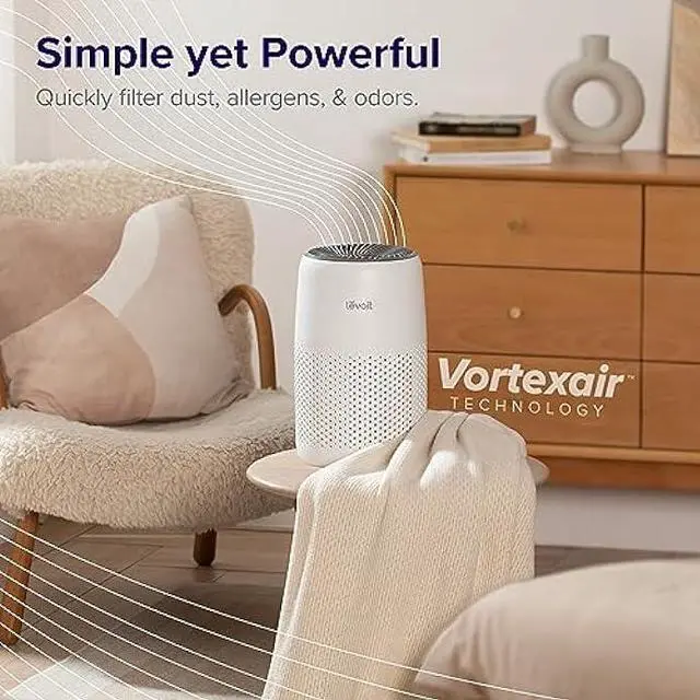 Alt view image 5 of 6 - LEVOIT Air Purifiers for Bedroom Home, HEPA Filter Cleaner with Fragrance Sponge for Better Sleep, Filters Smoke, Allergies, Pet Dander, Odor, Dust, Office, Desktop, Portable, Core Mini, White