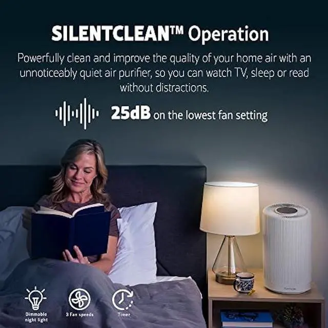 Alt view image 4 of 5 - Kenmore PM1005 Air Purifier with H13 True HEPA Filter, Covers Up to 850 Sq.Foot, 25db SilentClean 3-Stage HEPA Filtration System for Office & Bedroom