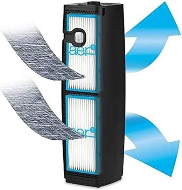 Alt view image 3 of 5 - Holmes HAP9425B aer1 Tower Slim HEPA Air Purifier with Ionizer and Visipure Filter Window and Filter Life Indicator Dial for Small and Medium Rooms