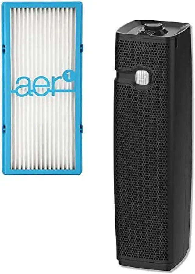 Alt view image 4 of 5 - Holmes HAP9425B aer1 Tower Slim HEPA Air Purifier with Ionizer and Visipure Filter Window and Filter Life Indicator Dial for Small and Medium Rooms