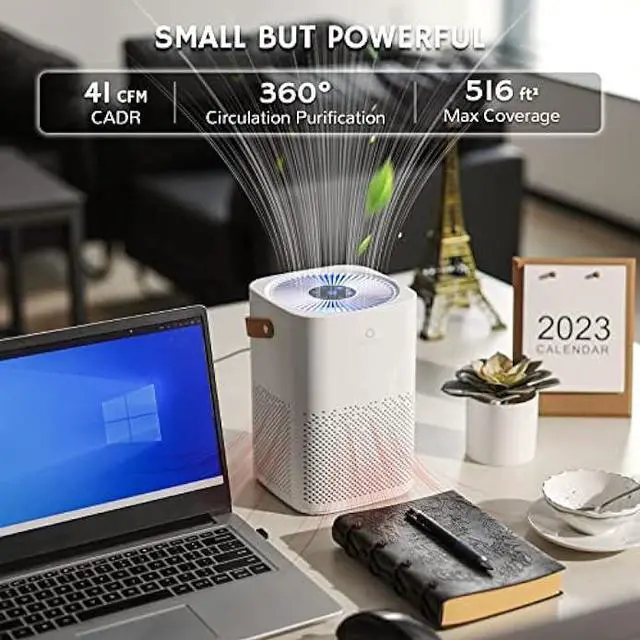 Alt view image 2 of 7 - Airthereal ADH70 HEPA Filter Air Purifier for Desktop, Bedroom and Car with Sleep Mode, Removes Allergies, Dust, Pollen, Smoke and Odor, Type-C USB power cable, Day Dawning, White