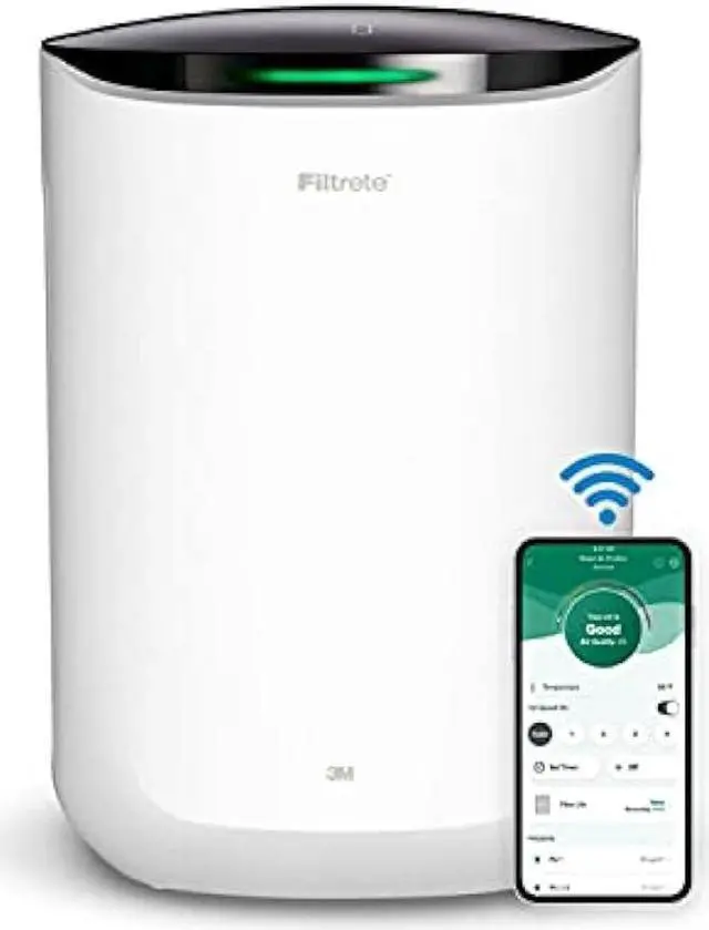 Main image of Filtrete Smart Air Purifier & Air Quality Monitor Medium Rooms, up to 150 sqft, Alexa enabled, Wi-Fi Simple Setup, True HEPA Filter for Allergens, Dust, Bacteria, & Viruses, Alexa smart reorders