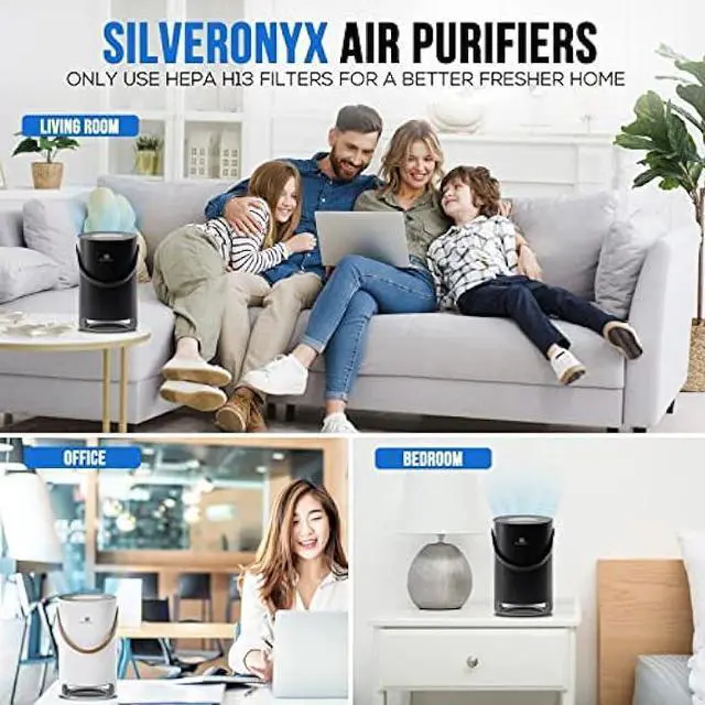 Alt view image 3 of 6 - HEPA Air Purifier for Home Allergies Pets Hair in Bedroom, True HEPA Filter 3-in-1 Cleaner, Remove 99.97% Pet Dander, Odor, Dust, in Living Room, Office, Desktop, Portable, Sleep Mode, 3-Speed, Black