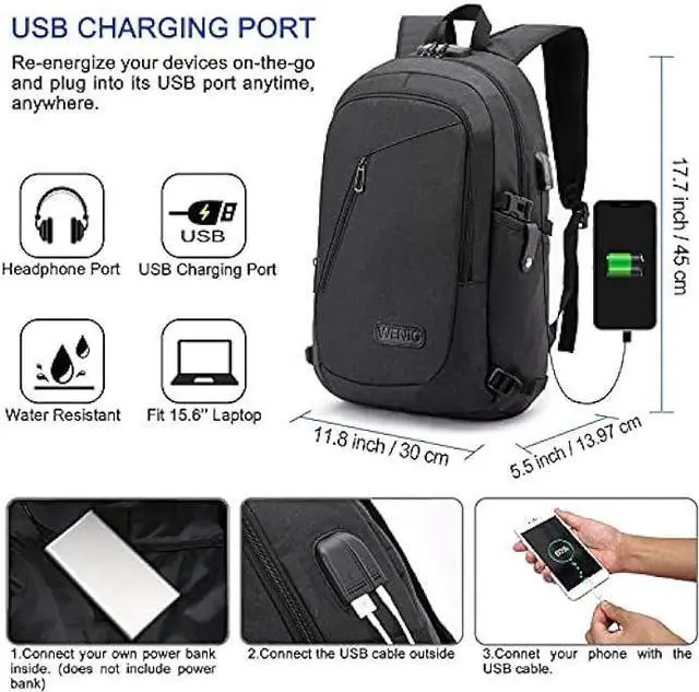 Alt view image 2 of 6 - Travel Laptop Backpack,Anti Theft Business Slim Laptop Backpack with USB Charging Port Lock,Durable Water Resistant Work Computer Bag for Men College Bookbags Fits 15.6 Inch Laptop Notebook,Black