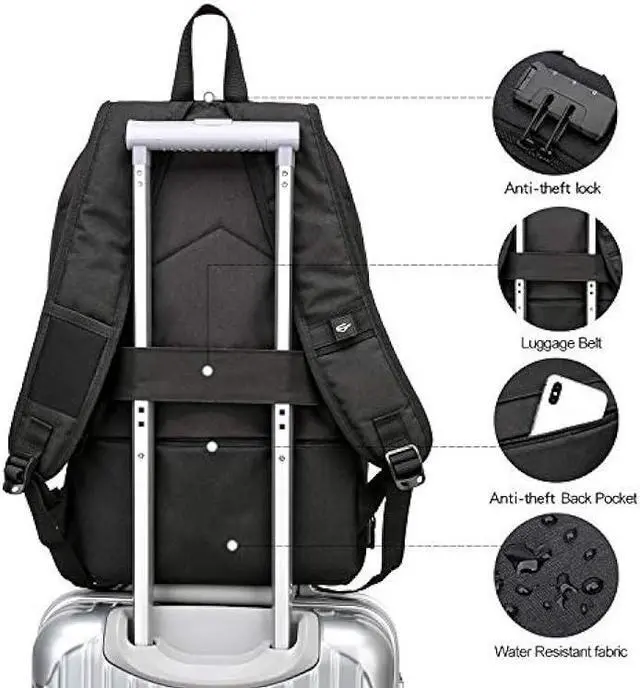 Alt view image 5 of 6 - Travel Laptop Backpack,Anti Theft Business Slim Laptop Backpack with USB Charging Port Lock,Durable Water Resistant Work Computer Bag for Men College Bookbags Fits 15.6 Inch Laptop Notebook,Black