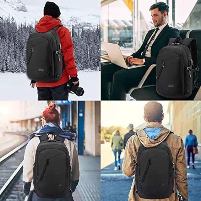 Alt view image 6 of 6 - Travel Laptop Backpack,Anti Theft Business Slim Laptop Backpack with USB Charging Port Lock,Durable Water Resistant Work Computer Bag for Men College Bookbags Fits 15.6 Inch Laptop Notebook,Black