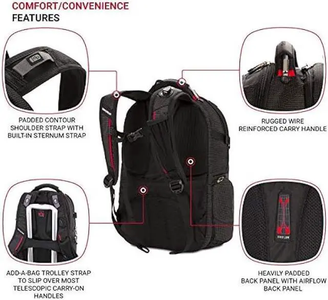 Alt view image 2 of 6 - SwissGear Unisex-Adult 5358 USB ScanSmart Laptop Backpack, Black Dot, Large