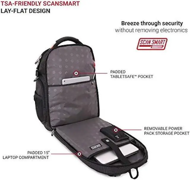 Alt view image 5 of 6 - SwissGear Unisex-Adult 5358 USB ScanSmart Laptop Backpack, Black Dot, Large
