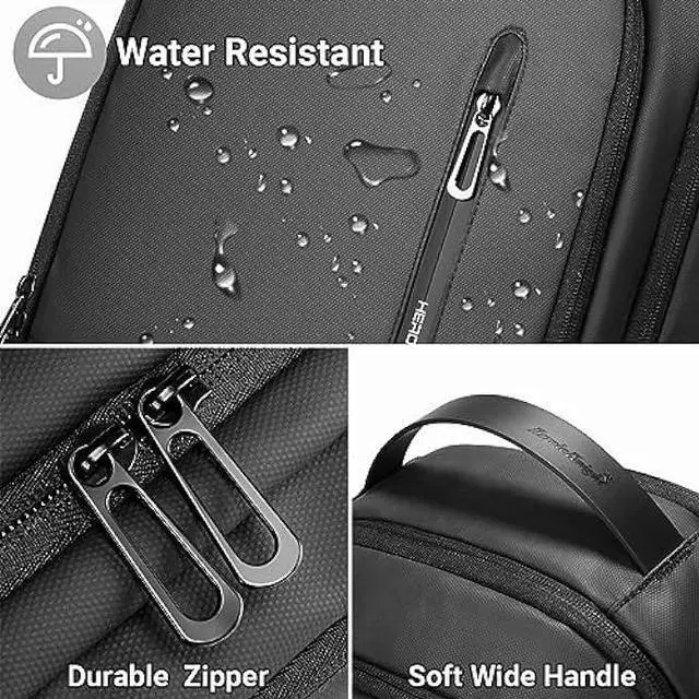Alt view image 5 of 7 - Slim Backpack for Men,15.6 Inch Laptop Backpack,Waterproof Lightweight Anti-theft Expandable Travel Computer Backpack Laptop Bag for Men Women with USB Charging Port,Business Backpack for Work College