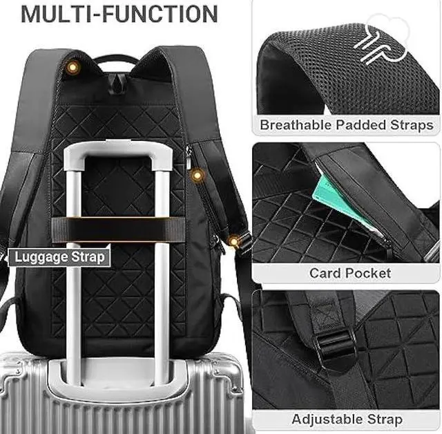Alt view image 6 of 7 - Slim Backpack for Men,15.6 Inch Laptop Backpack,Waterproof Lightweight Anti-theft Expandable Travel Computer Backpack Laptop Bag for Men Women with USB Charging Port,Business Backpack for Work College