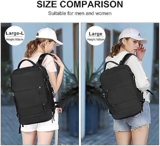 Alt view image 6 of 6 - coowoz Large Travel Backpack For Women Men,Carry On Backpack Flight Approved,Hiking Backpack Waterproof Outdoor Sports Rucksack Casual Daypack Fit 15.6 Inch Laptop Shoes Compartment (Black)