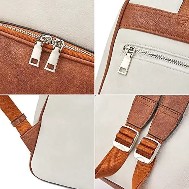 Alt view image 5 of 6 - Telena Leather Laptop Backpack for Women Business Casual College Laptop Bags Beige-Brown