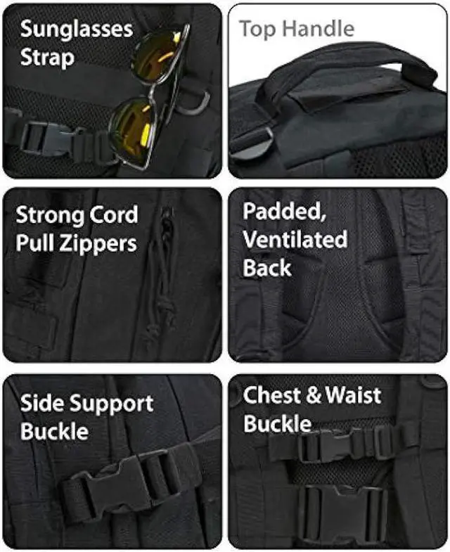 Alt view image 5 of 6 - Rockland Military Tactical Laptop Backpack, Black, Large