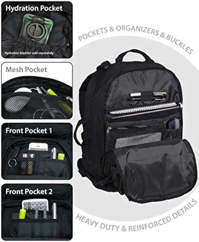 Alt view image 4 of 6 - Rockland Military Tactical Laptop Backpack, Black, Large
