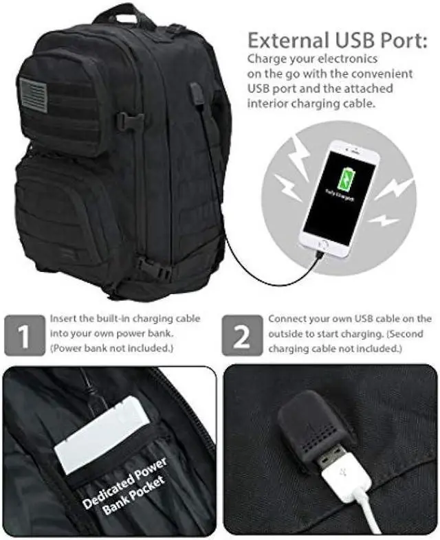 Alt view image 6 of 6 - Rockland Military Tactical Laptop Backpack, Black, Large